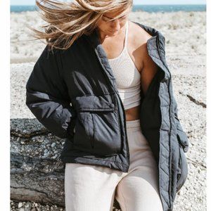 Free People Duvet Bomber Jacket in Black Size Medium MSRP $195
